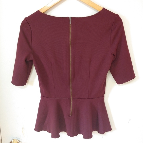 Aritzia Babaton Barrett Peplum Top Burgundy Size 2 - Picture 8 of 13